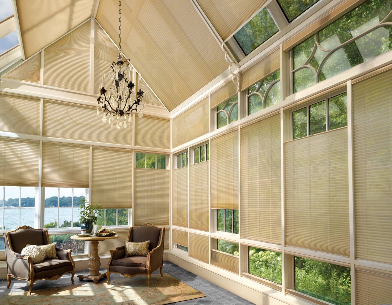 Hunter Douglas Duette® Cellular Shades for skylights blocking sunlight in a home near Norwalk, CT