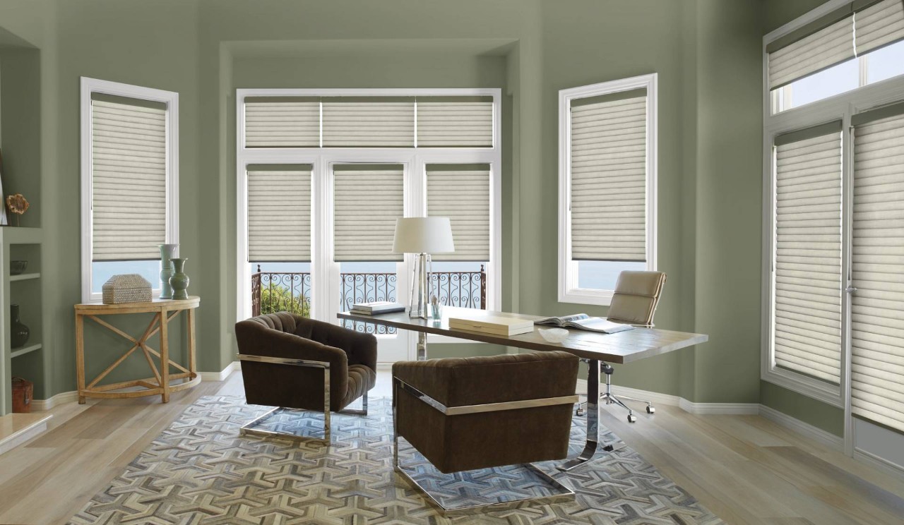 Hunter Douglas Sonnette® Roller Shades in an office near Norwalk, CT