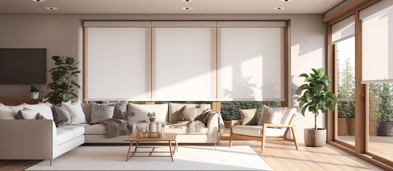 Living room shades in a home near Norwalk, CT