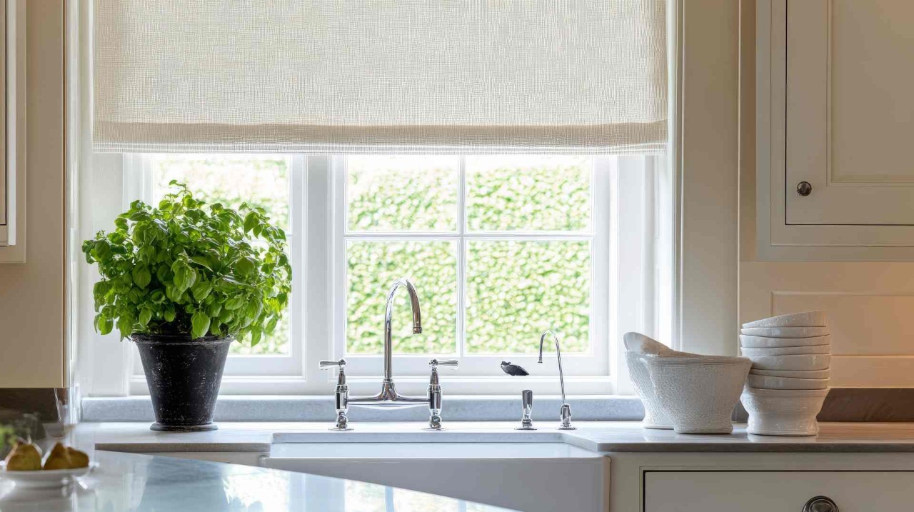 Kitchen shades above a kitchen sink near Norwalk, CT.